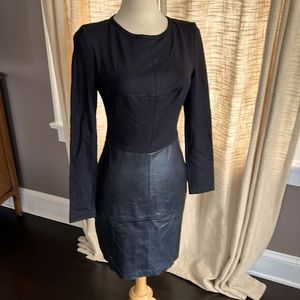 Trina Turk black cotton and leather mini dress size 4